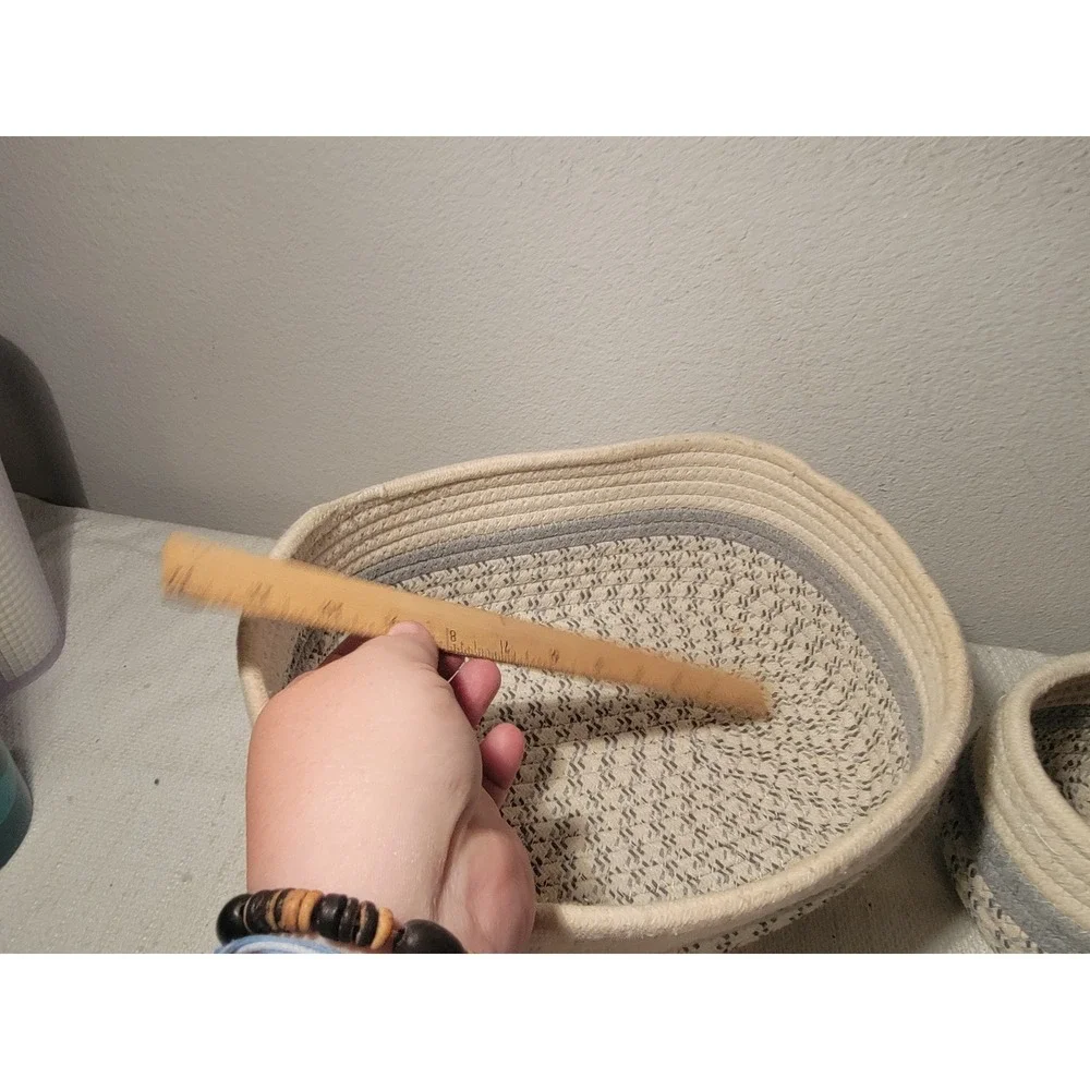 SET 3 Cotton Rope Baskets Woven‎ Basket Makeup Basket Bin Multipurpose Container